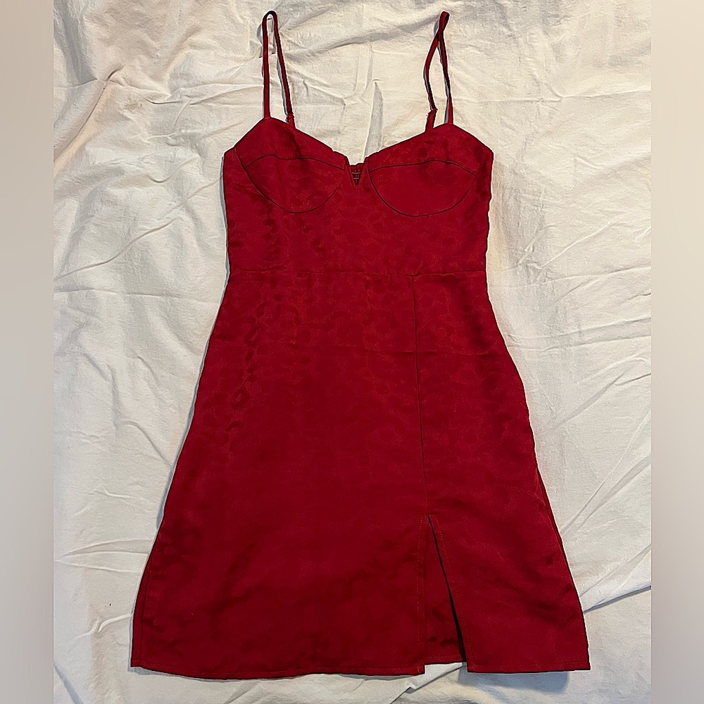 Red satin leopard print Blue Life mini dress size S